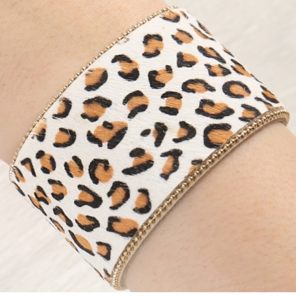 NEW White Leopard Print Bracelet Cuff Bracelet